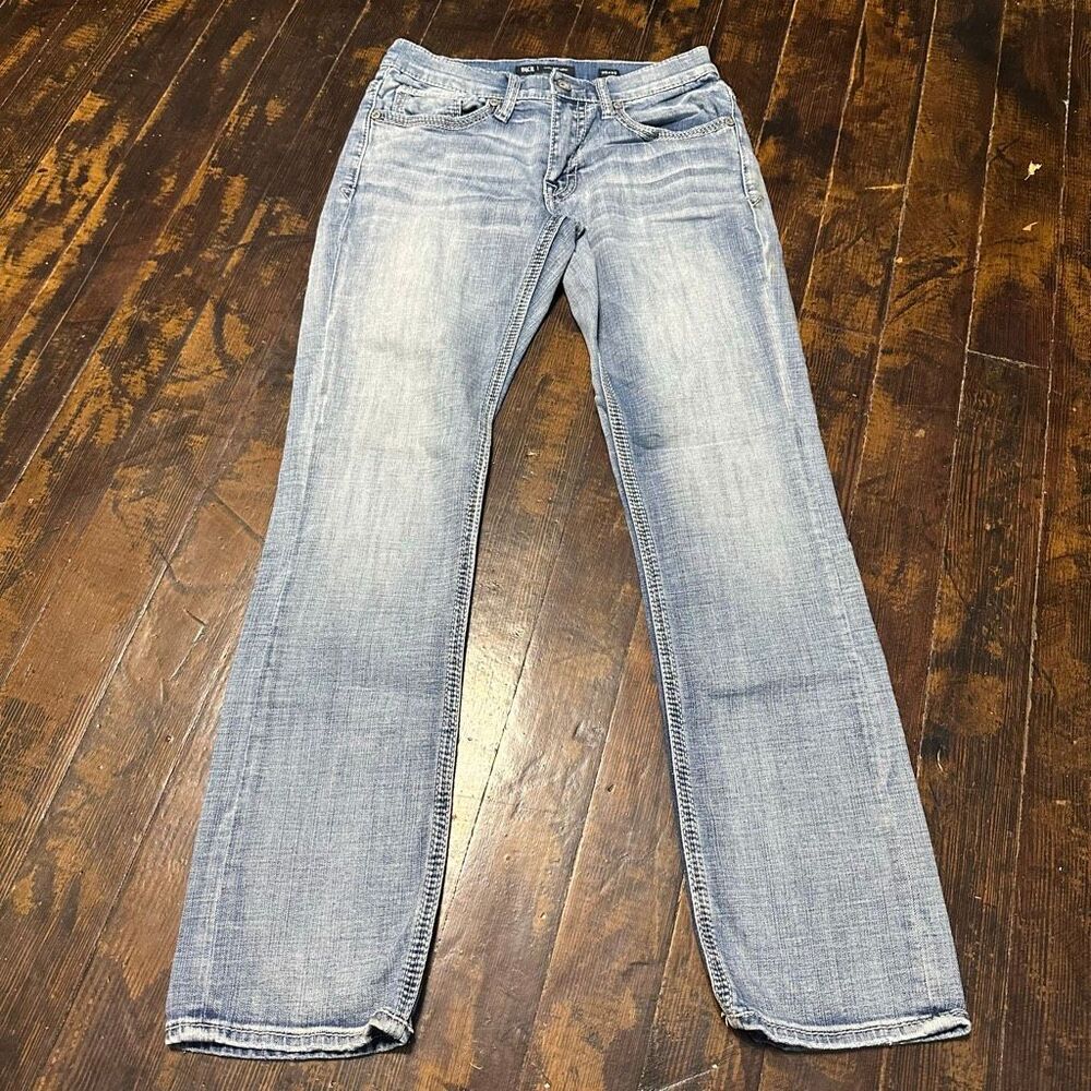 BKE Jake Straight western distressed 30x32 embroidered jeans